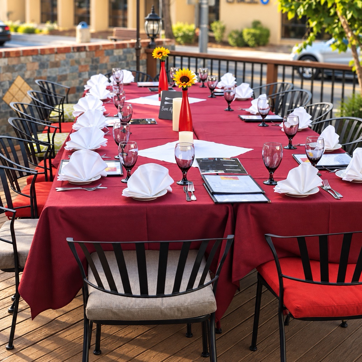 Sicilia In Bocca patio arranged for a private celebration